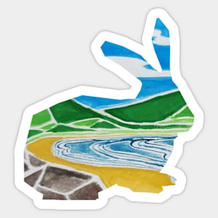 Geometric landscape bunny Sticker